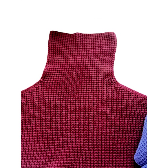GUC Free People Park City Colorblock Sweater | Reversible Chunky Knit Turtleneck - Picture 5 of 10